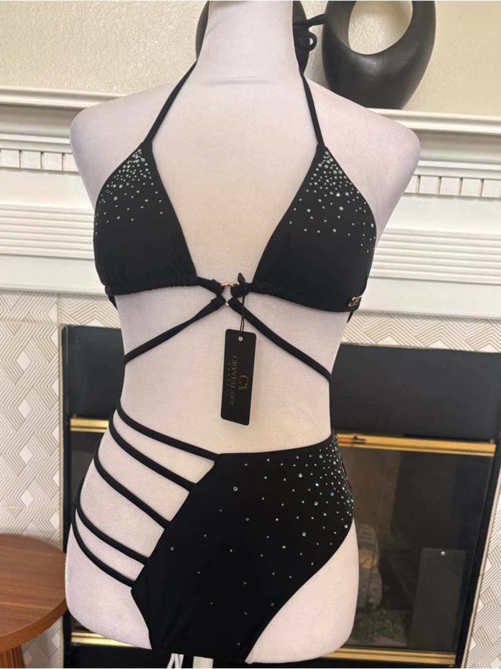 Black Bikini with Rhinestone Accents